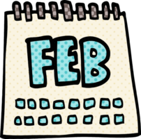 cartoon doodle calendar showing month of february png