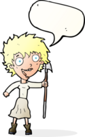Cartoon verrückte Frau mit Speer mit Sprechblase png