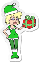 sticker of a santas helper with christmas present png