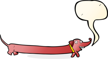 dachshund de dibujos animados con burbujas de discurso png