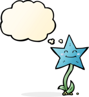 cartoon star flower with thought bubble png