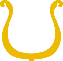 harpe dorée de dessin animé rétro couleur plat png