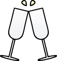 Farbverlauf schattierte Cartoon klirrende Champagnerflöten png