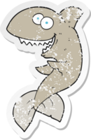 adesivo retrô angustiado de um tubarão de desenho animado png