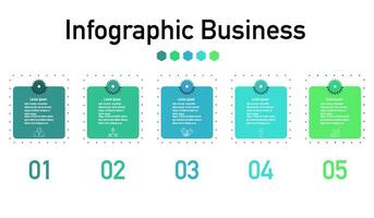 Infographic template for business information presentation. Vector square and percentage graph geometric elements. Modern workflow diagrams. Report plan 5 topics