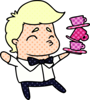 cartoon of a kawaii cute waiter png