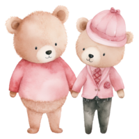 AI generated Romantic Teddy Bear Couple - Cute Pink Clipart for Valentine png