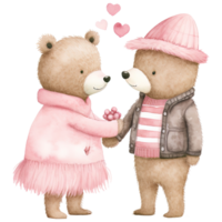 AI generated Romantic Teddy Bear Couple - Cute Pink Clipart for Valentine png