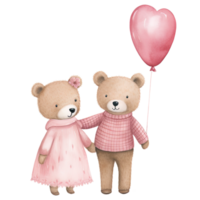 AI generated Romantic Teddy Bear Couple - Cute Pink Clipart for Valentine png