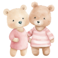 ai généré romantique nounours ours couple - mignonne rose clipart pour Valentin png