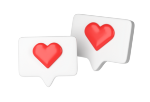 two 3D social media online platform concept icons on transparent. white frame with heart and love emoji. For Valentine day, Mother day, Women day, wedding, sticker, greeting card. February 14 png