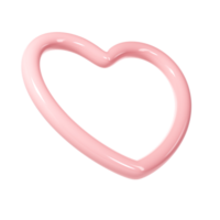 3d pink glossy heart love frame on transparent. Suitable for Valentine day, Mother day, Women day, wedding, sticker, greeting card. February 14th png