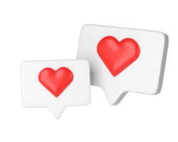 two 3D social media online platform concept icons on transparent. white frame with heart and love emoji. For Valentine day, Mother day, Women day, wedding, sticker, greeting card. February 14 png