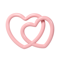 3d two pink glossy heart love frames on transparent. Suitable for Valentine day, Mother day, Women day, wedding, sticker, greeting card. February 14th png