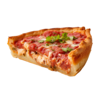 ai generado chicago profundo plato Pizza rebanada en transparente antecedentes png imagen