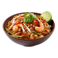 AI generated Bowl of Pad Thai food dish on transparent background PNG image