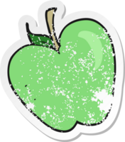 retro distressed sticker of a cartoon apple png