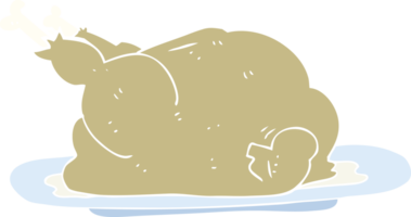 flat color illustration of a cartoon cooked chicken png