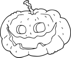 noir et blanc dessin animé Halloween citrouille png