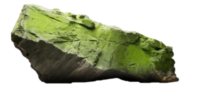 AI generated green heavy rock, png file of isolated cutout object on transparent background