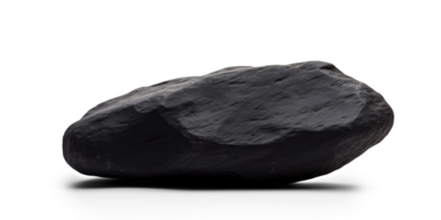 AI generated black heavy processed stone, png file of isolated cutout object on transparent background with shadow