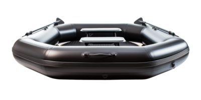 AI generated black inflatable boat, png file of isolated cutout object on transparent background