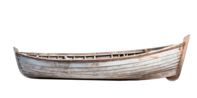 AI generated white wooden boat, png file of isolated cutout object on transparent background