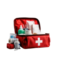 ai généré compact urgence premier aide trousse ouvert png