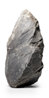 AI generated gray rough heavy rock in vertical position, png file of isolated cutout object on transparent background with shadow