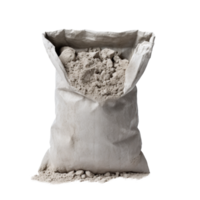 AI generated open bag of cement, png file of isolated cutout object on transparent background