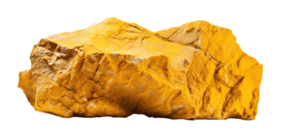 AI generated yellow heavy rock, png file of isolated cutout object on transparent background