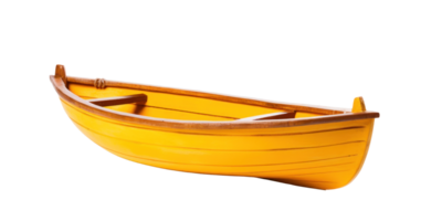 AI generated yellow wooden boat, png file of isolated cutout object on transparent background