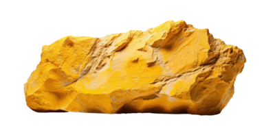 AI generated yellow heavy rock, png file of isolated cutout object on transparent background