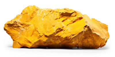 AI generated yellow heavy rock, png file of isolated cutout object on transparent background with shadow