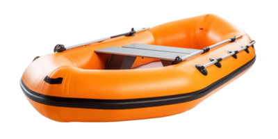 AI generated orange inflatable boat, png file of isolated cutout object on transparent background