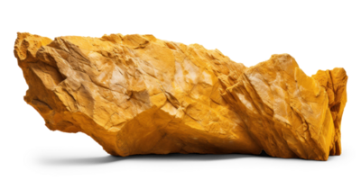 AI generated yellow heavy rock, png file of isolated cutout object on transparent background with shadow