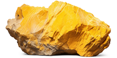 AI generated yellow heavy rock, png file of isolated cutout object on transparent background with shadow