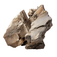 AI generated large split brown rock, png file of isolated cutout object on transparent background