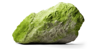 AI generated green heavy rock, png file of isolated cutout object on transparent background with shadow