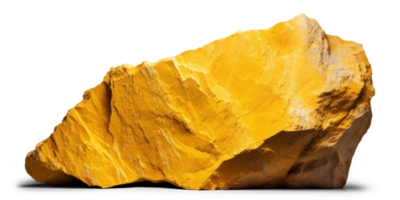 AI generated yellow heavy rock, png file of isolated cutout object on transparent background with shadow