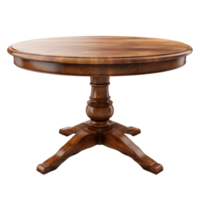 ai gegenereerd ronde houten tafel geïsoleerd Aan transparant achtergrond png