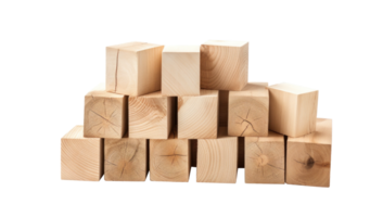 AI generated Stacked Rough Wood Blocks on Transparent png