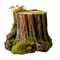 AI generated Mossy Forest Stump, png file of isolated cutout object on transparent background