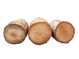 AI generated Textured Rough Wood Logs on Transparent png
