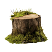 AI generated Mossy Forest Stump, png file of isolated cutout object on transparent background