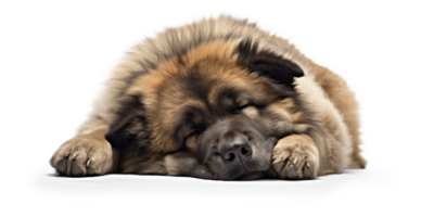 AI generated Sleeping Caucasian Shepherd Dog on Transparent Background png