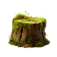 AI generated Mossy Forest Stump, png file of isolated cutout object on transparent background