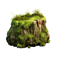 AI generated Mossy Forest Stump, png file of isolated cutout object on transparent background