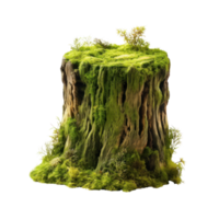 AI generated Mossy Forest Stump, png file of isolated cutout object on transparent background