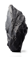 AI generated black rough heavy rock in vertical position, png file of isolated cutout object on transparent background with shadow